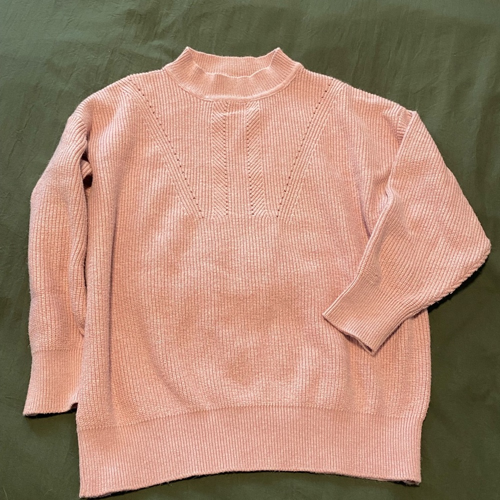 MANGO Crew Neck Pink Sweater